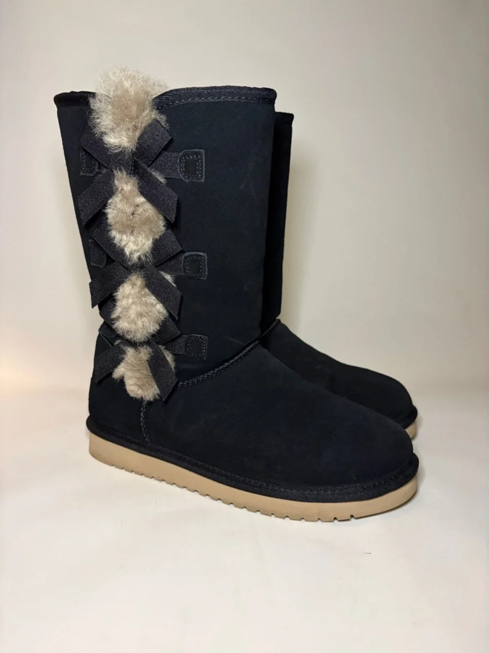 NWOT UGG Koolaburra Victoria Black Suede Mid-Calf Boots Size 7 WIDE